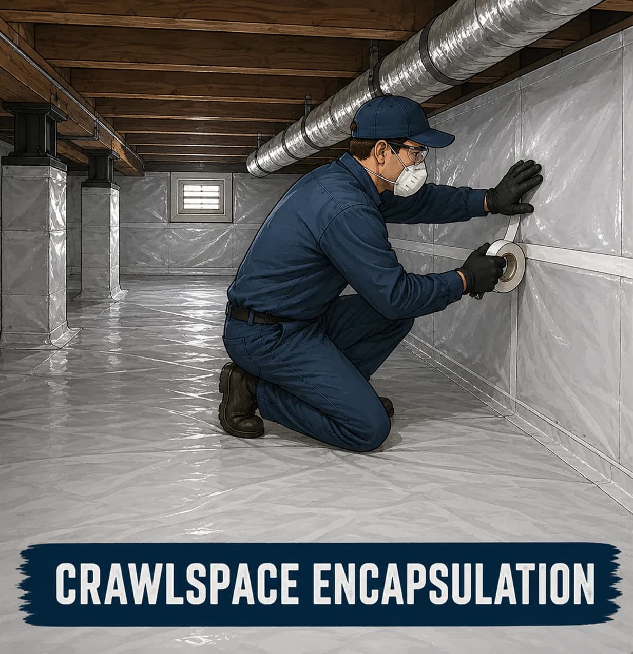 Crawlspace Encapsulation work by Pitt Foundation Repair